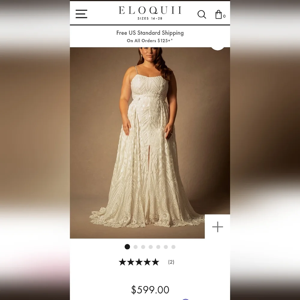 Eloquii Cream Lace Wedding Dress - Picture 4 of 7